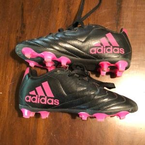 Adidas kids soccer cleats and shin pads